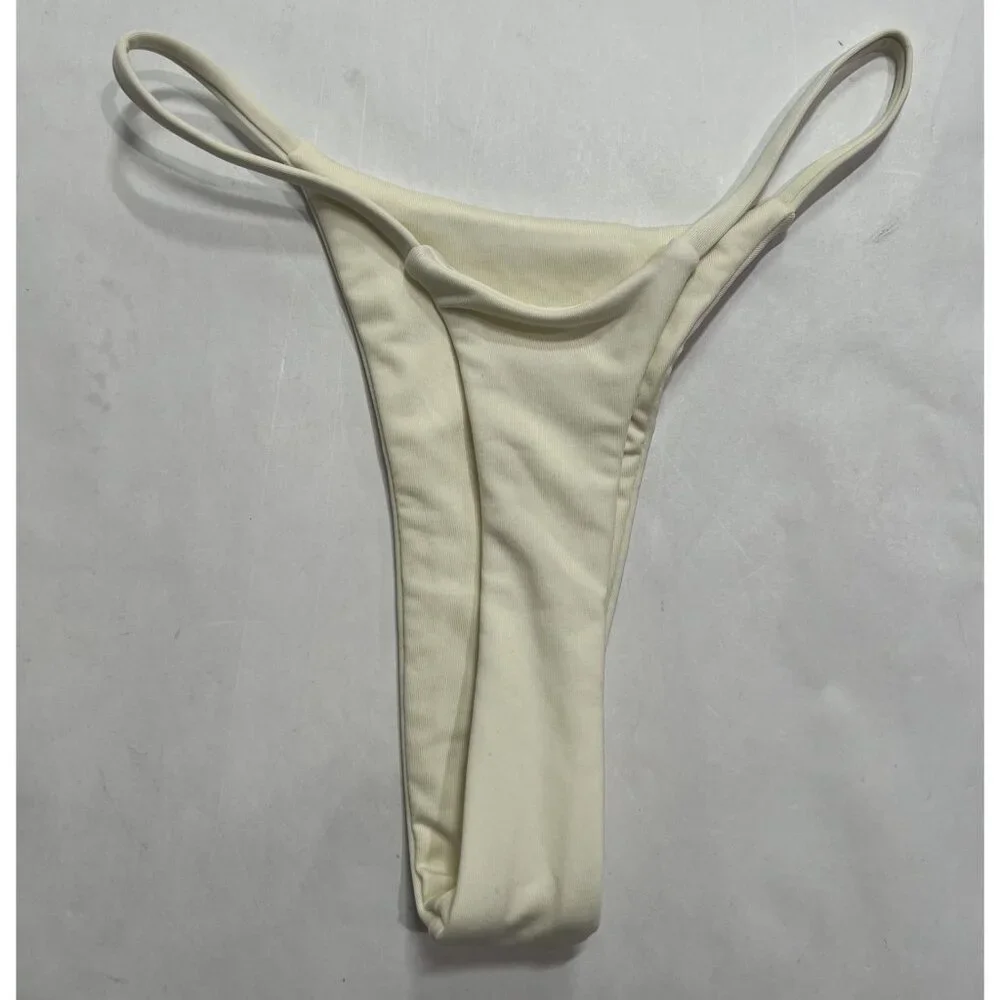 MONDAY Swimwear Brazil Thong Bikini Bottoms in Ivory